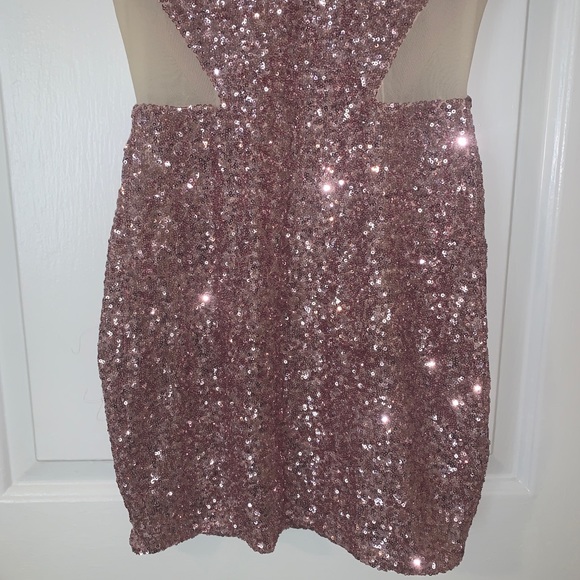 Bebe Sparkly Mesh-side Dress - Picture 4 of 7